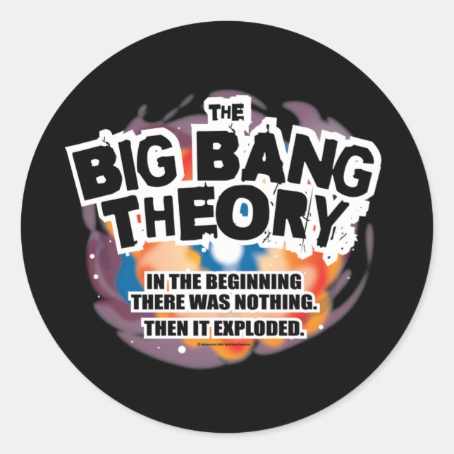 Pegatina Redonda La teoría del Big Bang (Anverso)