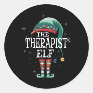 Pegatina Redonda La Terapia Elf Xmas Que Coincide Con La Familia El