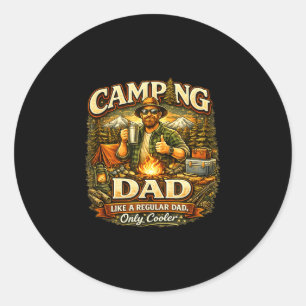 Pegatina Redonda La terapia es acampar camiseta – divertido acampar