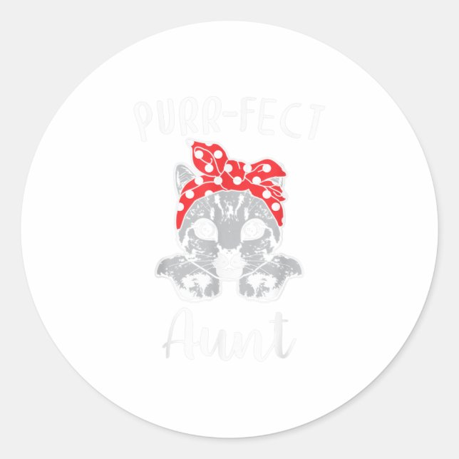 Pegatina Redonda La tía del gato de la tía del gato es divertida y  (Anverso)