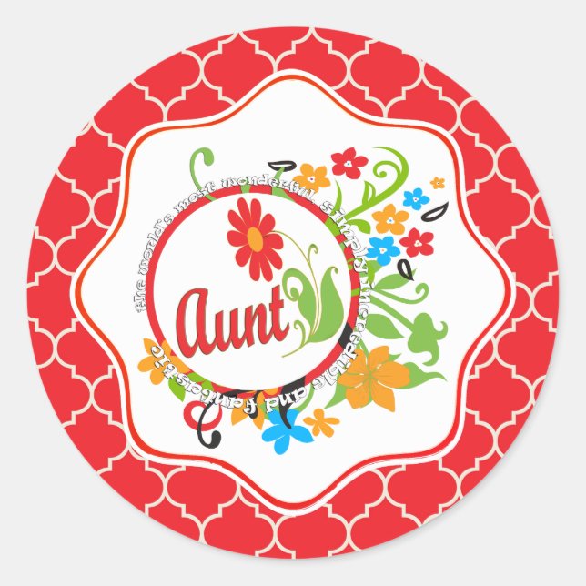 Pegatina Redonda La tía fantástica más maravillosa del mundo (Anverso)