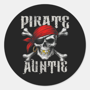 Pegatina Redonda La Tía Pirata Jolly Roger Bandera Y El Crossbone D