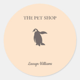 Pegatina Redonda La tienda de mascotas lindo pingüino