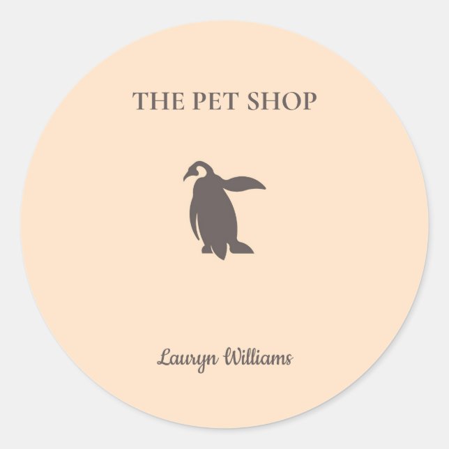 Pegatina Redonda La tienda de mascotas lindo pingüino (Anverso)