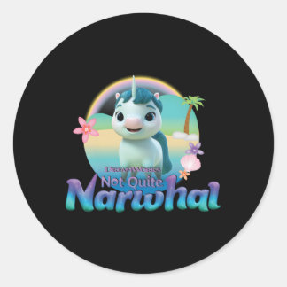 Pegatina Redonda La tierra de Dreamworks no es tan narwhal