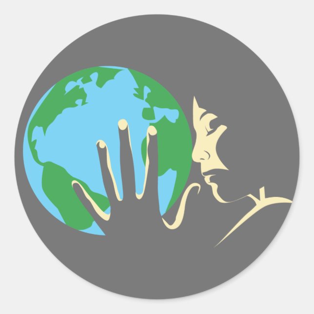 Pegatina Redonda La Tierra en el corazón (Anverso)