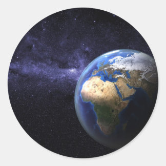 Pegatina Redonda La Tierra en el espacio
