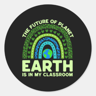 Pegatina Redonda La Tierra Está En Mi Clroom Earth Day