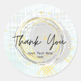 Pegatina Redonda La tipografía moderna acuarela amarillo gracias