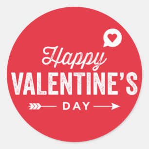 Pegatina Redonda La tipografía roja rusa feliz Día de San Valentín