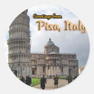 Pegatina Redonda La Torre inclinada de Pisa, Italia