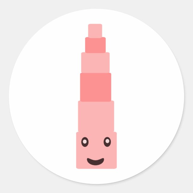 Pegatina Redonda La torre rosa Montessori (Anverso)