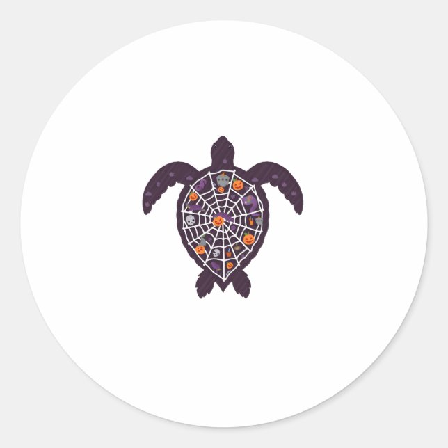 Pegatina Redonda La tortuga marina Halloween Araña Calabaza Fantasm (Anverso)