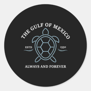 Pegatina Redonda La Tortuga Y La Resistencia Del Golfo De México