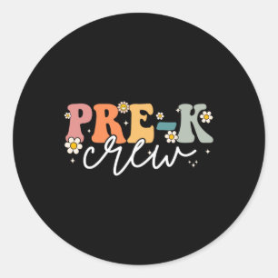 Pegatina Redonda La Tripulación Del Día De La Educación Preescolar