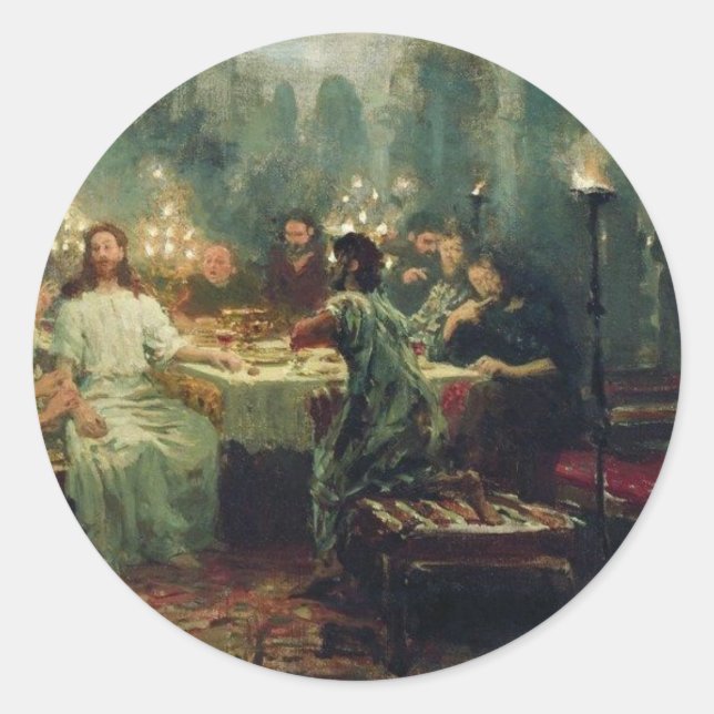 Pegatina Redonda La última cena de Ilya Repin (Anverso)