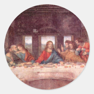 Pegatina Redonda La última cena de Leonardo da Vinci