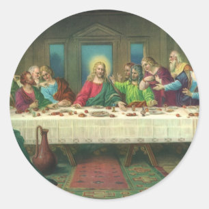 Pegatina Redonda La Última Cena Originalmente por Leonardo da Vinci