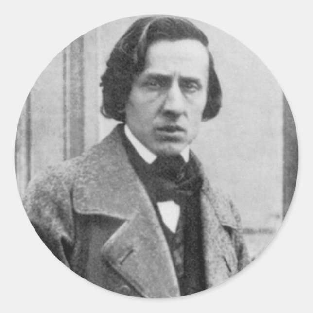 Pegatina Redonda La única fotografía conocida de Frederic Chopin (Anverso)