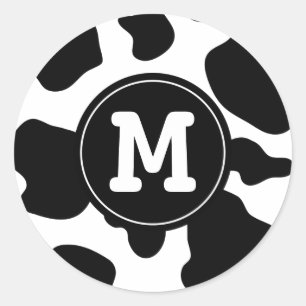 Pegatina Redonda La vaca mancha el estampado de animales redondo