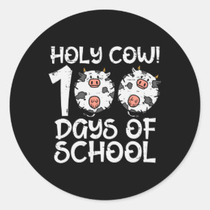 Pegatina Redonda La vaca sagrada 100 días de escuela 100 días de ed