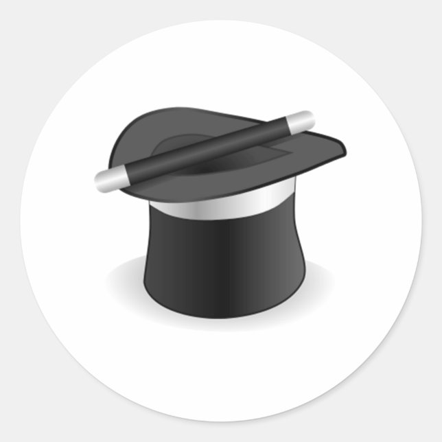 Pegatina Redonda La varita mago y el Gorra (Anverso)