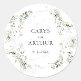 Pegatina Redonda La vegetación botánica Wreath Boda moderno