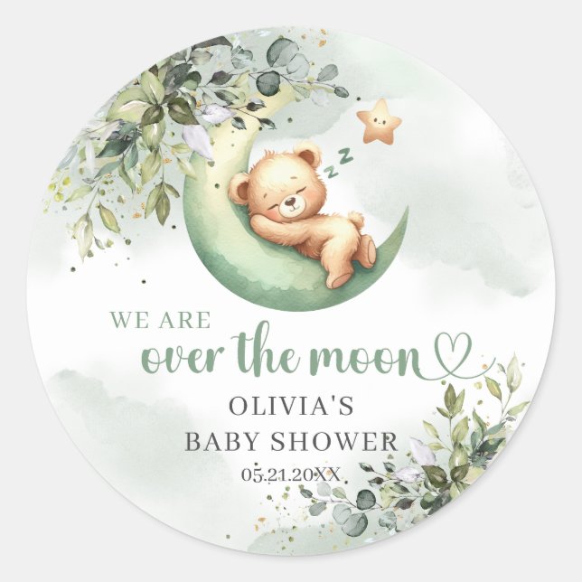 Pegatina Redonda La vegetación de las acuarelas neutras sobre la lu (Anverso)