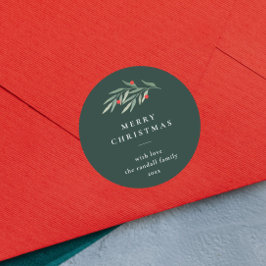 Pegatina Redonda La vegetación de los navidades deja la tipografía 