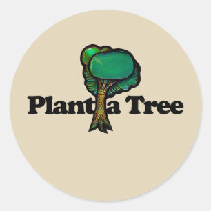 Pegatina Redonda La vegetación de un árbol y la naturaleza adoran l