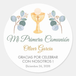 Pegatina Redonda La vegetación deja en la cultura de la primera com