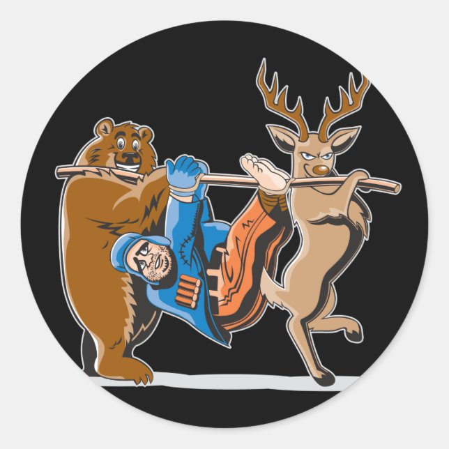 Pegatina Redonda La venganza contra la caza de animales (Anverso)