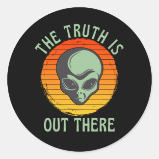 Pegatina Redonda La verdad está ahí fuera, OVNI Gris Alien