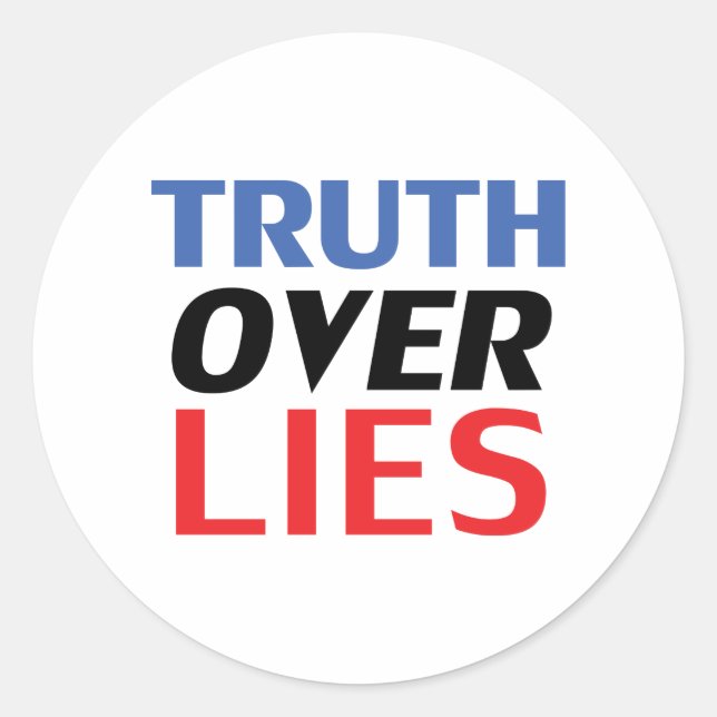 Pegatina Redonda La verdad sobre las mentiras, azul, rojo, blanco (Anverso)
