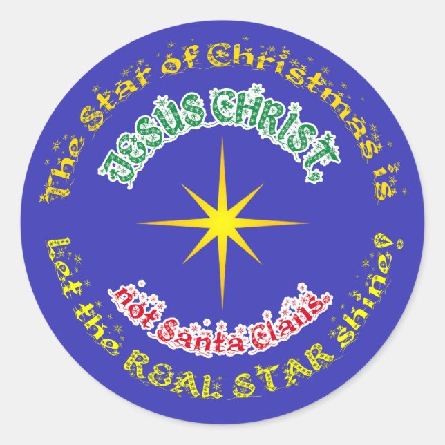 Pegatina Redonda La verdadera estrella de los Navidades (Anverso)