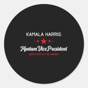 Pegatina Redonda La vicepresidenta Kamala Harris Feminist Herstory 