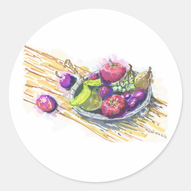 Pegatina Redonda La vida de las frutas (Anverso)