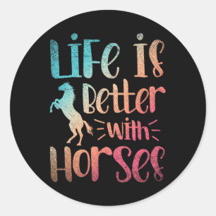 Pegatina Redonda La vida de los animales que viajan a caballo es me