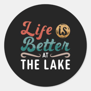 Pegatina Redonda La Vida De Wakeboard Es Mejor En El Lake Wakeboard