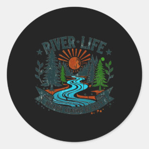 Pegatina Redonda La vida del río porque las playas son retro del rí