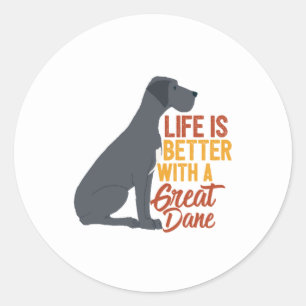 Pegatina Redonda La vida divertida del perro es mejor con un gran d
