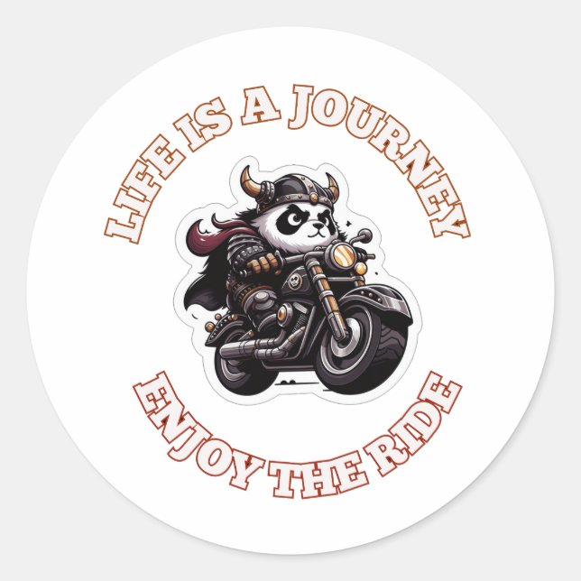 Pegatina Redonda La vida en bicicleta es un viaje (Anverso)