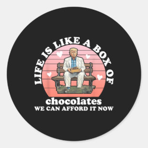 Pegatina Redonda La Vida Es Como Una Caja De Chocolates Que Podemos