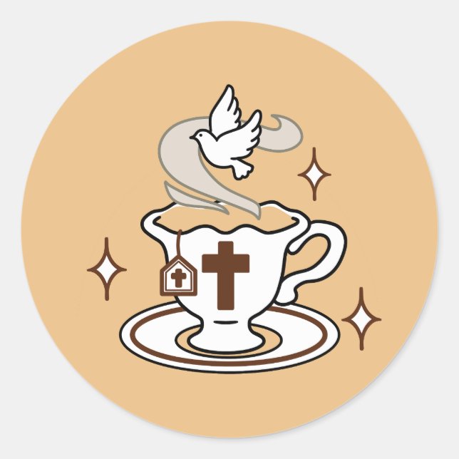 Pegatina Redonda La vida es dulce con Jesús - Té de fe cristiana (Anverso)