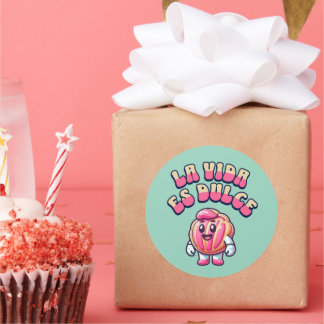 Pegatina Redonda La Vida es Dulce Concha Rosa Pan Dulce Shirt