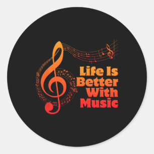 Pegatina Redonda La vida es mejor con teoría musical profesor músic