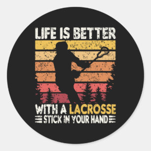 Pegatina Redonda La Vida Es Mejor Con Un Lomo Funny De Lacrosse Sti