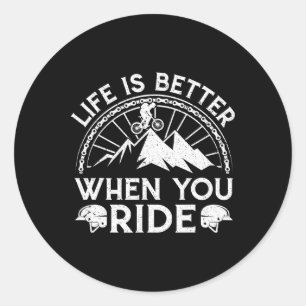 Pegatina Redonda La vida es mejor cuando montas en bicicleta de mon