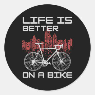Pegatina Redonda La vida es mejor en bicicleta