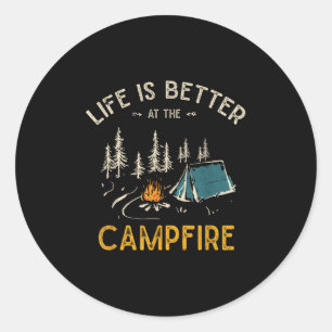 Pegatina Redonda La Vida Es Mejor En El Campamento Camionero De Cam